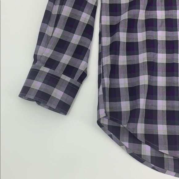 Peter Millar Large Checker Print Button Down Purple - Picture 5 of 5